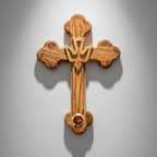 Cross with Holy Spirit Dove, 7.3" Holy Land Olive Wood