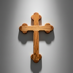 Wall Cross, 10.8" Budded, 14 Stations of Cross Engraved, Holy Land Olive Wood