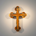 Wall Cross, 7.1" , Budded Olive Wood with Mother of Pearl from Holy Land