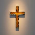 Wall Cross, 10", 14 Stations Engraved, Olive Wood and Mother of Pearl from Holy Land