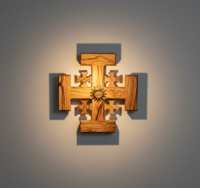 Jerusalem Wall Cross, 7.5" , Made from Holy Land Olive Wood