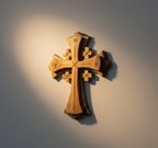 Jerusalem Wall Cross, 7.1", Made from Holy Land Olive Wood