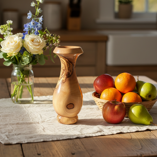 Religious gift from Bethlehem hand made in the Holy Land, 6 inch front view of the olive wood masterpiece