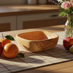 Hand carved square olive wood bowl from Bethlehem
