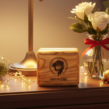 Olive Wood Rosary Box with Jesus Christ image Engraved Jerusalem Holy Land Olive Wood