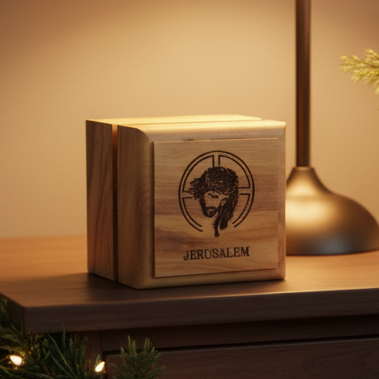 Jesus Christ Engraved Wooden Rosary Holder