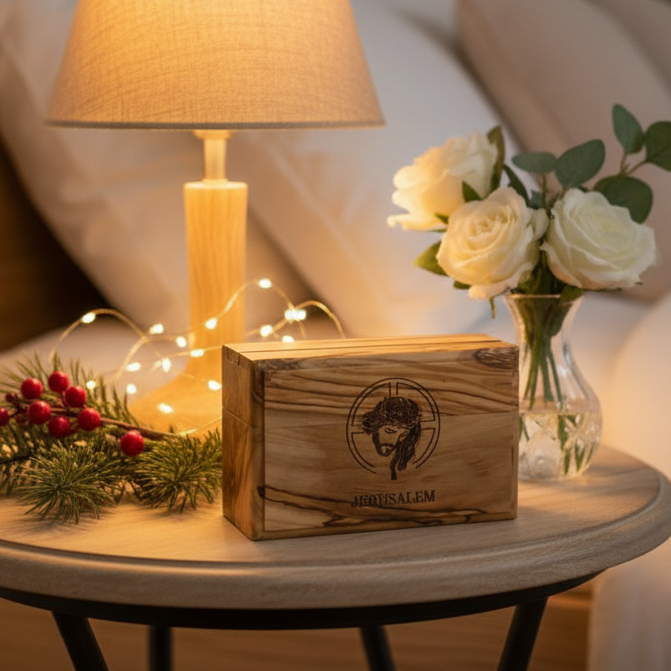 Jesus Christ Engraved Wooden Box (Jerusalem) Rectangle