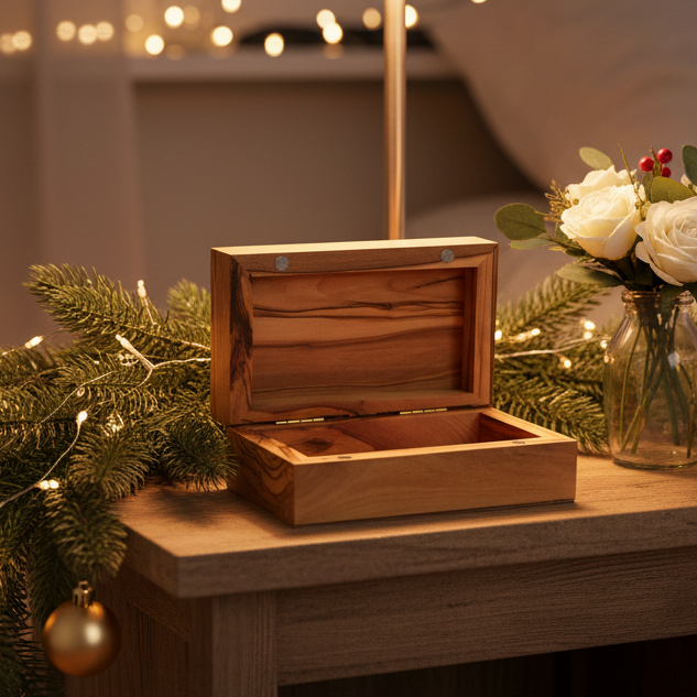 Plain Rectangle Olive Wood Jewelry Box