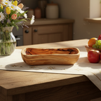 Hand carved teak rectangle olive wood bowl from Bethlehem
