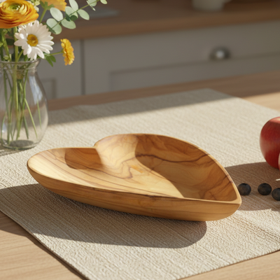 Olive Wood Heart Shaped Plate