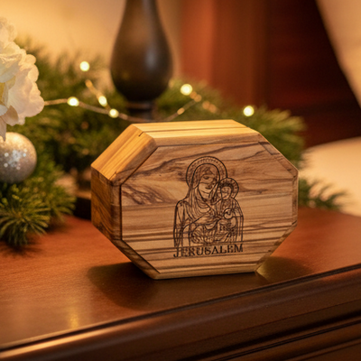 Virgin Mary with Baby Jesus Christ, , Octagon Rosary Holder