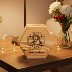 Jesus Christ Wooden Rosary Holder (Jerusalem), Hexagon