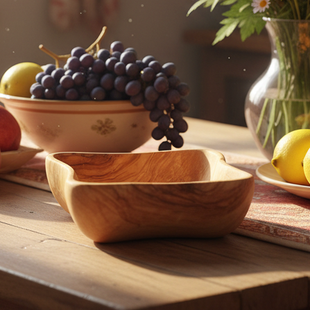 Hand carved teak square olive wood bowl from Bethlehem