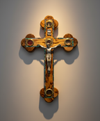 15.4" Crucifix, Cross Olive Wood/ Mother of Pearl with 5 Holy Land Essences