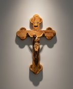 15" Budded Crucifix, Corpus Hand Carved from Holy Land Olive Wood