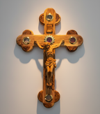 15.4" Crucifix, Corpus with 5 Holy Land Essences, Hand Made Olive Wood