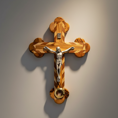 5.3" Crucifix, Hand Made from Olive Wood Grown in Holy Land