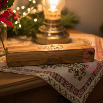 Pen Case Holder Engraved "City of Bethlehem", Handmade from Holy Land Olive Wood