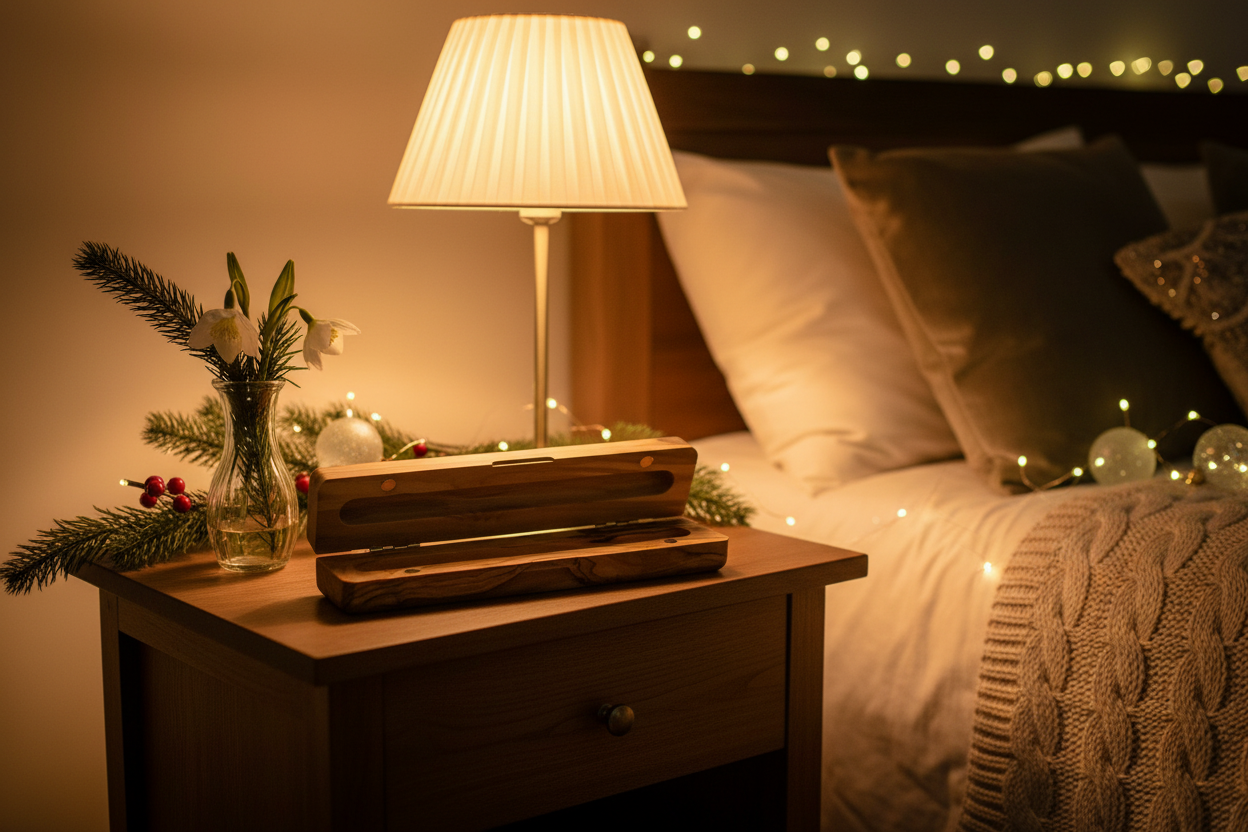 Pen Case Holder Engraved "City of Bethlehem", Handmade from Holy Land Olive Wood