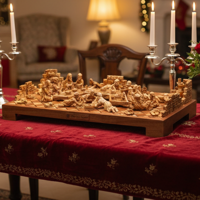 Lord's Last Supper Masterpiece, 41" Wide, Olive Wood Hand Carved from the Holy Land