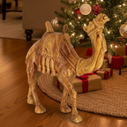 Camel Masterpiece Carving, 26" Tall, Large Olive Wood from Holy Land
