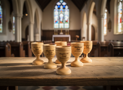 Wooden Communion Cups, Set of 6 from Holy Land Olive