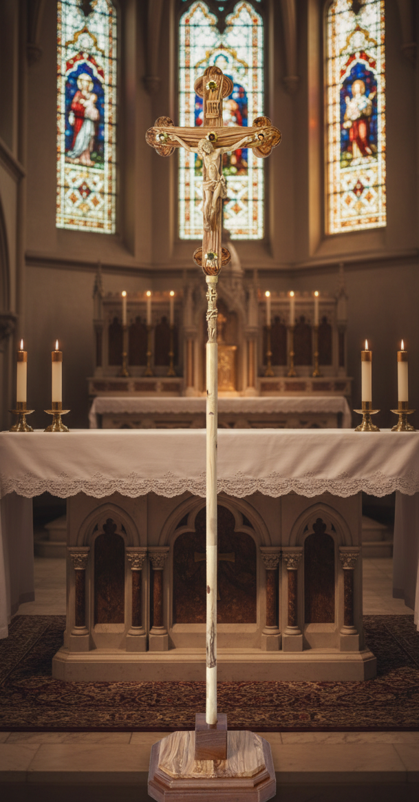 Processional Cross / Crucifix, Olive Wood Hand Carved from Holy Land