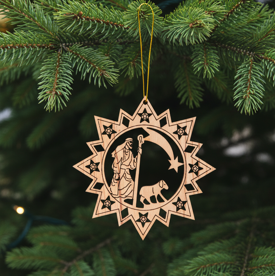 The Good Shepherd, Jesus Christ, 3" Ornament Olive Wood from Bethlehem