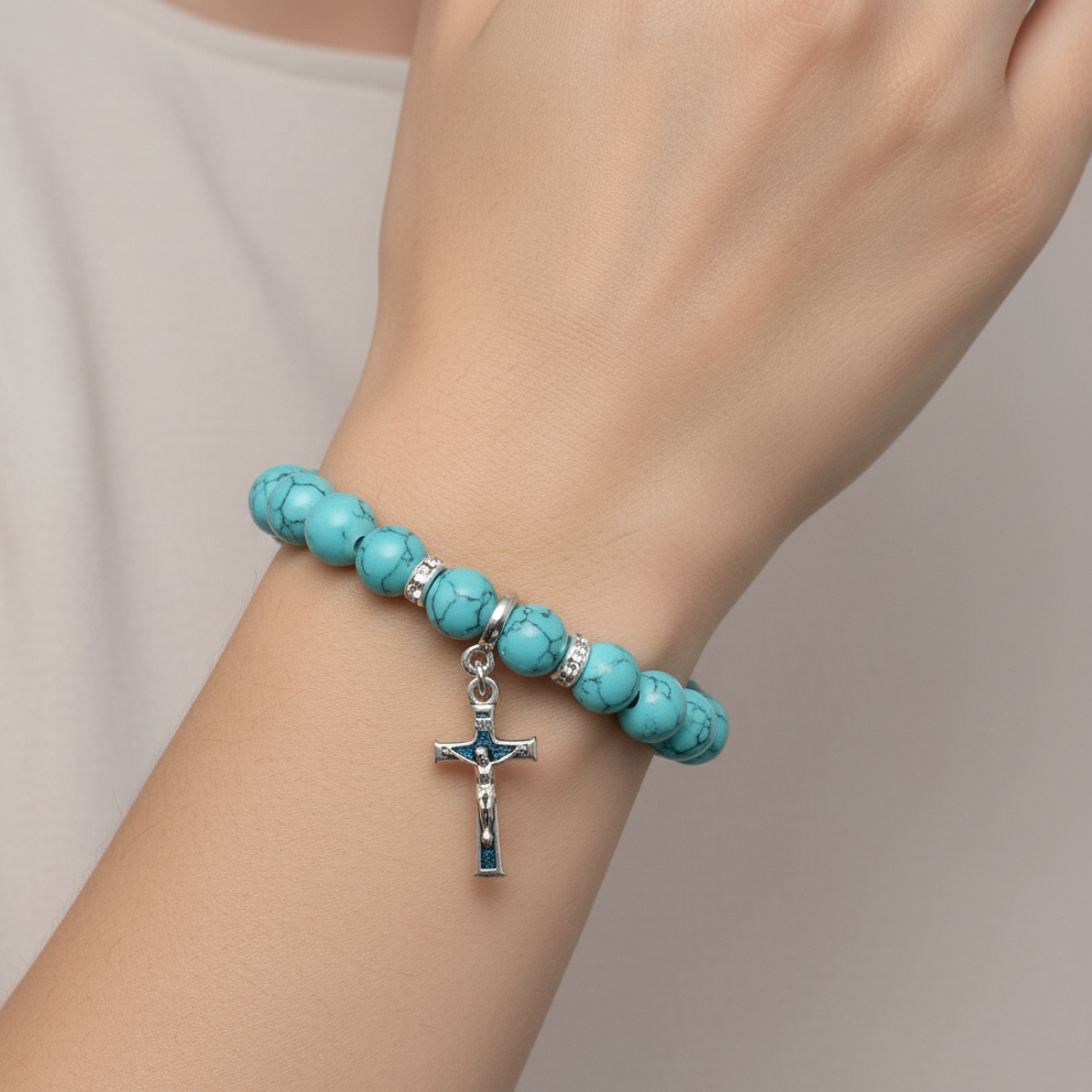 Turquoise 8mm Bracelet Rosary