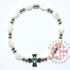 Mother of Pearl Bracelet 8 x 6mm Beads (Peridot Crystal Stone)