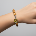 Olive wood rosary hand made in Bethlehem Holy Land, front view of the olive wood masterpiece