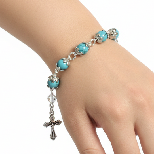 Turquoise 6mm Rosary Bracelet