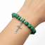 Christian Prayer Bracelet with a Crucifix, 8mm Green Stone CoralBeads