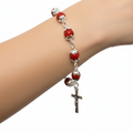 Olive wood rosary hand made in Bethlehem Holy Land, front view of the olive wood masterpiece