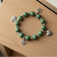 Finger Rosary, Jade Stone 10 mm Round Beads with 4 Silver Plated Pendants