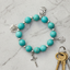 Turquoise Bracelet Rosary with 4 Silver Plated Pendants