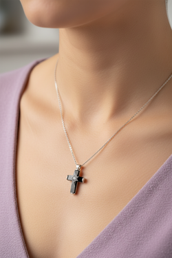 Religious jewelry hand made in Bethlehem Holy Land, front view of the olive wood masterpiece