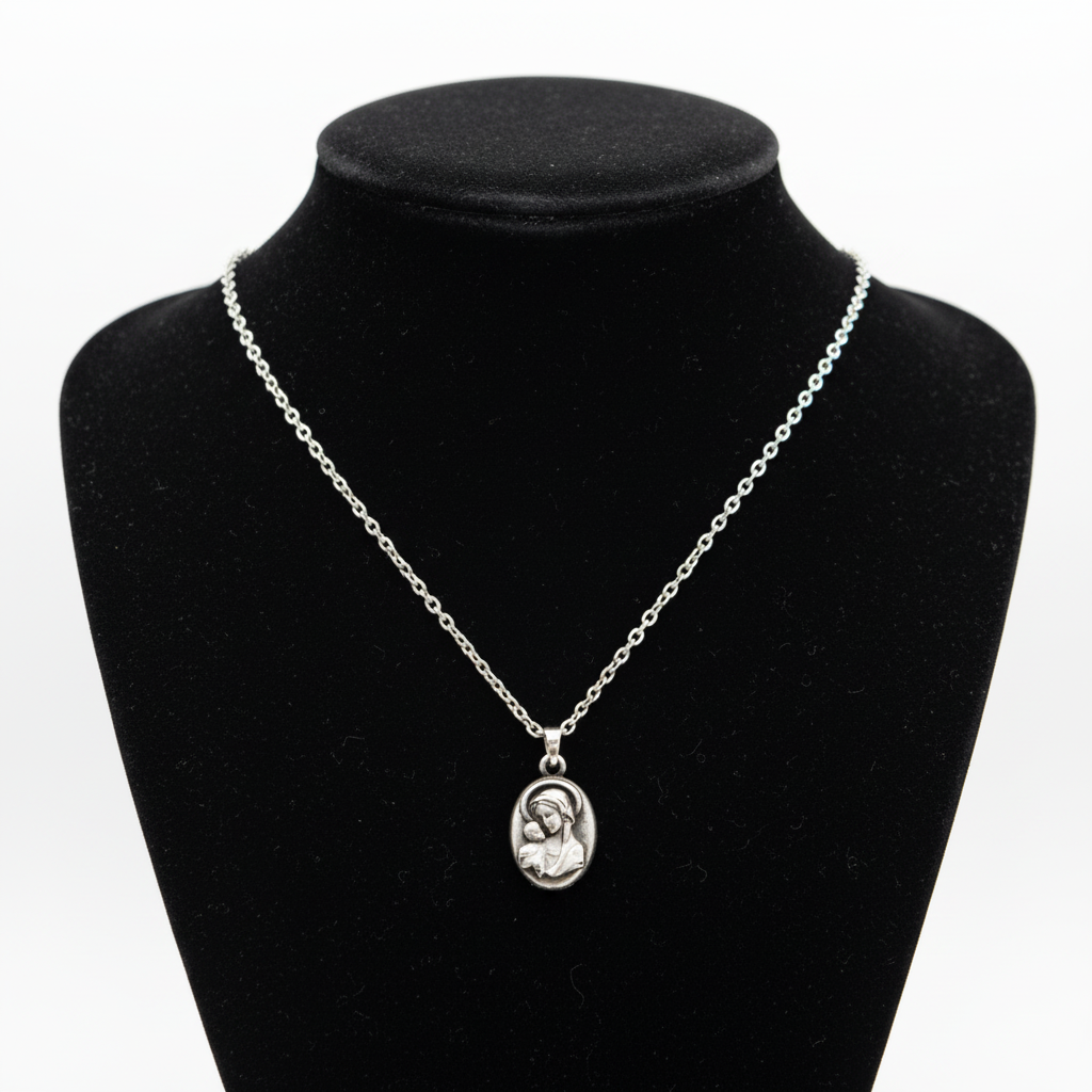 Religious jewelry hand made in Bethlehem Holy Land, front view of the olive wood masterpiece