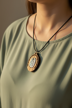Olive Wood Holy Family Pendant