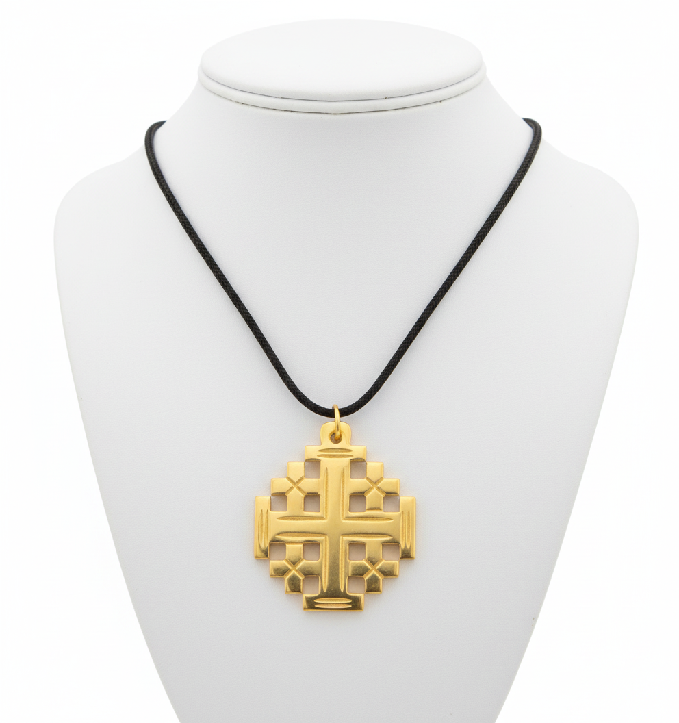 Olive Wood Jerusalem Cross Necklace