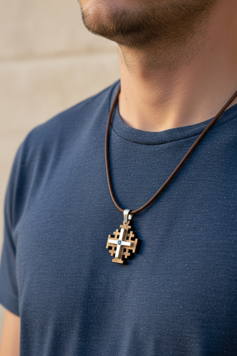 Jerusalem Cross Necklace | Hand Made from Bethlehem Holy Land