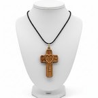 Religious jewelry hand made in Bethlehem Holy Land, front view of the olive wood masterpiece