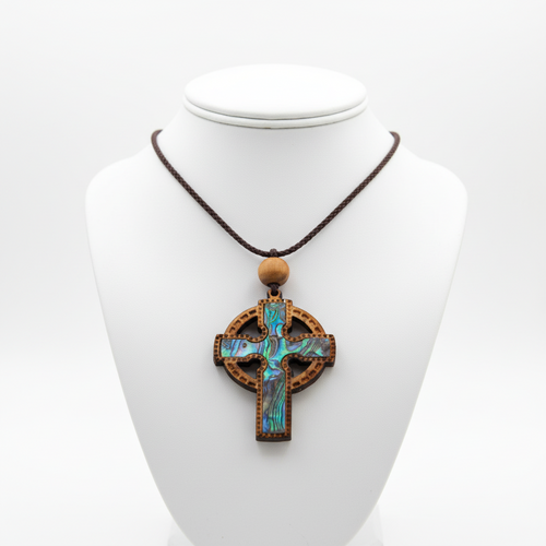 religious mother of pearl religious gift from Bethlehem, front view of the olive wood masterpiece