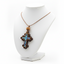 Budded Cross Necklace with a Bead (Olive Wood and Colorful Abalone)