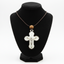 White Mother of Pearl INRI Crucifix Necklace with a Bead on Olive Wood Base