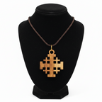 Religious jewelry hand made in Bethlehem Holy Land, front view of the olive wood masterpiece