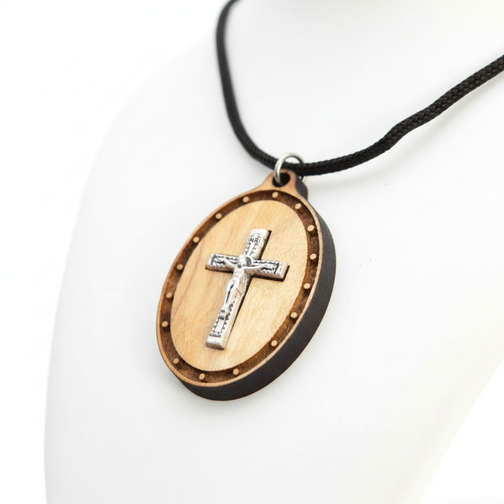 Olive Wood Crucifix Pendant
