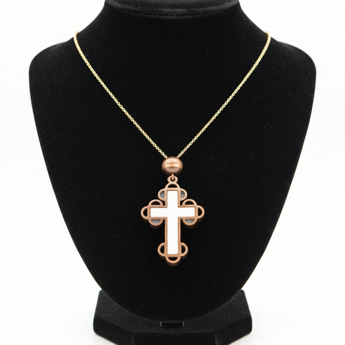 Religious jewelry hand made in Bethlehem Holy Land, front view of the olive wood masterpiece