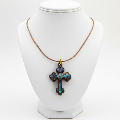 Mother of Pearl Cross Necklace (Budded Style)