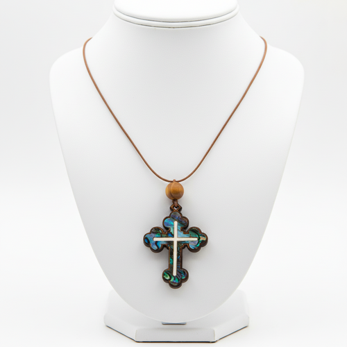 religious mother of pearl religious gift from Bethlehem, front view of the olive wood masterpiece